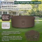 Heavy Duty Patio Furniture Covers Waterproof, 600D Round Outdoor Furniture Cover Waterproof for Sectional Sofa Couch, Outdoor Dining Table and Chair Set Covers 72"DIA x 28"H, Brown