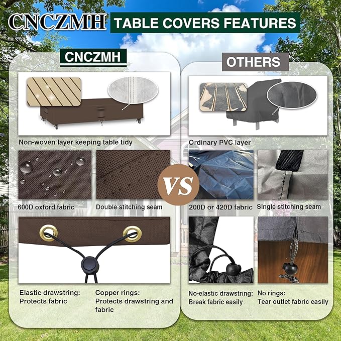 Heavy Duty Patio Furniture Covers Waterproof, 600D Outdoor Furniture Cover Waterproof for Sectional Sofa Couch, Outdoor Dining Table and Chair Set Covers 128''L x 84''W x 28''H, Brown