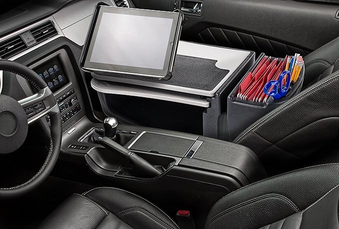 AutoExec GripMaster Car Desk for Your Vehicle Workstation and Mobile Office, Grey with Tablet Mount
