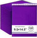 Purple 9.5x14.5 Inch Poly Bubble Mailers #4 | Self Seal Large Padded Envelopes | Air Cushioned Bubble Mailer | Usable Size 9.5x13 Inch | Waterproof Lightweight Mailing Shipping Bags | 100 Pack Bulk