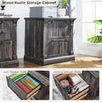 OKD Farmhouse File Cabinet with 2 Drawers, 30" Lateral Filing Cabinet, Hanging File Folders, Interlocking Drawers, Rustic Oak Wood, Brown, Home Office, Living Room, 30" x 22" x 10.2"