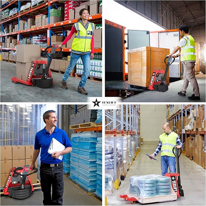 Full Electric Power Pallet Jack – Standard Duty Pallet Truck 4400 Lb Capacity, 48” L x 27” W Fork Size, Plug-in 48V/15A Lithium Battery – Max Lift Height 7.8 Inch - 2 Pack