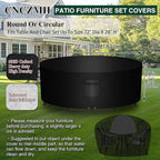 Heavy Duty Patio Furniture Covers Waterproof, 600D Round Outdoor Furniture Cover Waterproof for Sectional Sofa Couch, Outdoor Dining Table and Chair Set Covers 72"DIA x 28"H, Black