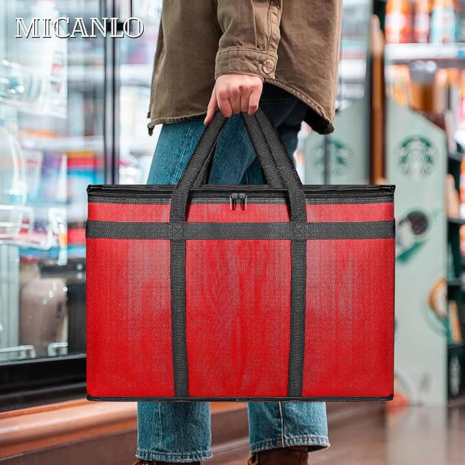Insulated Food Delivery Bag, Commercial Grade Pizza Carrier for Hot and Cold Food, Large Reusable Catering Cooler Bag 22x15x14, Pizza Delivery Box for Uber Eats, Doordash Essentials