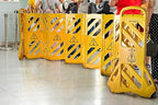 Alpine Commercial Safety Barriers, 13 Foot Expandable Mobile Barricade System - Folding Portable Barrier, Traffic Barricade Fence, Plastic Barricade for Construction, Traffic Control, Driveway Gate