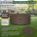Heavy Duty Patio Furniture Covers Waterproof, 600D Round Outdoor Furniture Cover Waterproof for Sectional Sofa Couch, Outdoor Dining Table and Chair Set Covers 76"DIA x 28"H, Brown