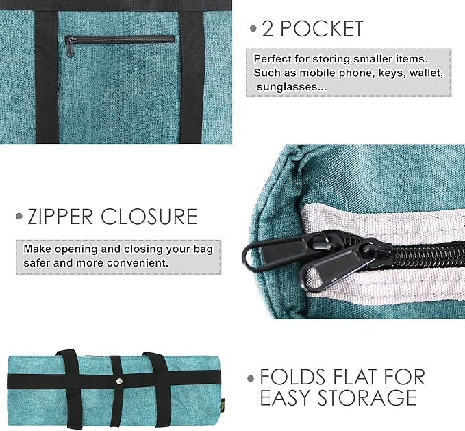BeeGreen Cooler Bag Soft Leakproof Insulated Tote with Zipper for Beach Travel Grocery