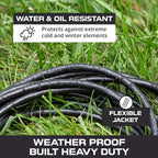 Iron Forge Cable Oil Resistant 12 Gauge Extension Cord 50 ft, 12/3 SJTOW 50 Foot Heavy Duty Extension Cord Outdoor 3 Prong, 15 Amp Power Cable Black Great for Major Appliance, Farms & Ranches