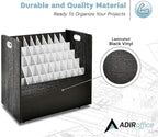 Adir Blue Print Storage Organizer - Mobile Roll File Cart, Construction Plan Holders, Blueprint Cabinet with Wheels, Roll Files Storage for Office and Home (50 Slots, Black)