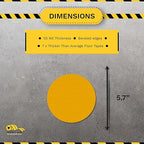 Mighty Line 5.7" Solid Dot Shaped Floor Marking Tape for Safety, Caution, Warning, Heavy-Duty, Peel and Stick, Adhesive Circle Spots, Industrial Quality, Yellow, Pack of 100