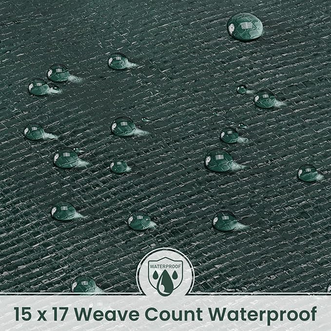 Tarp 16x20 Feet 16 Mil Heavy Duty Waterproof Tarp, Large Multipurpose Cover with Brass Grommets and Reinforced Edges, UV Resistant Thick Poly Tarps for Outdoor Camping Tent Pool Car, Green