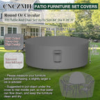 Heavy Duty Patio Furniture Covers Waterproof, 600D Round Outdoor Furniture Cover Waterproof for Sectional Sofa Couch, Outdoor Dining Table and Chair Set Covers 84"DIA x 28"H, Grey
