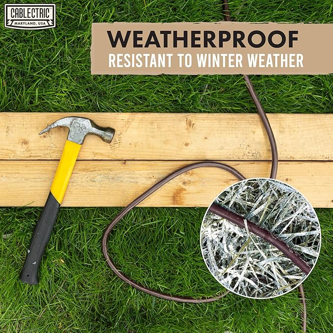 Brown Outdoor Extension Cord 25 ft, 16/3 Heavy Duty Cable with 3 Prong Grounded Plug, 13 AMP Weatherproof Exterior Cable 3 Prong 25 Foot for Deck, Patio, Garden, Lawn & Landscaping