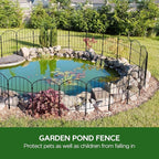 Goovilla Garden Fence, Total 10ft(L) x 24in(H) Garden Fencing Animal Barrier, 10 Pcs Rustproof Metal Fence Panels, Black No Dig Fence, Decorative Garden Fences and Borders for Dogs, Flower Bed, Patio