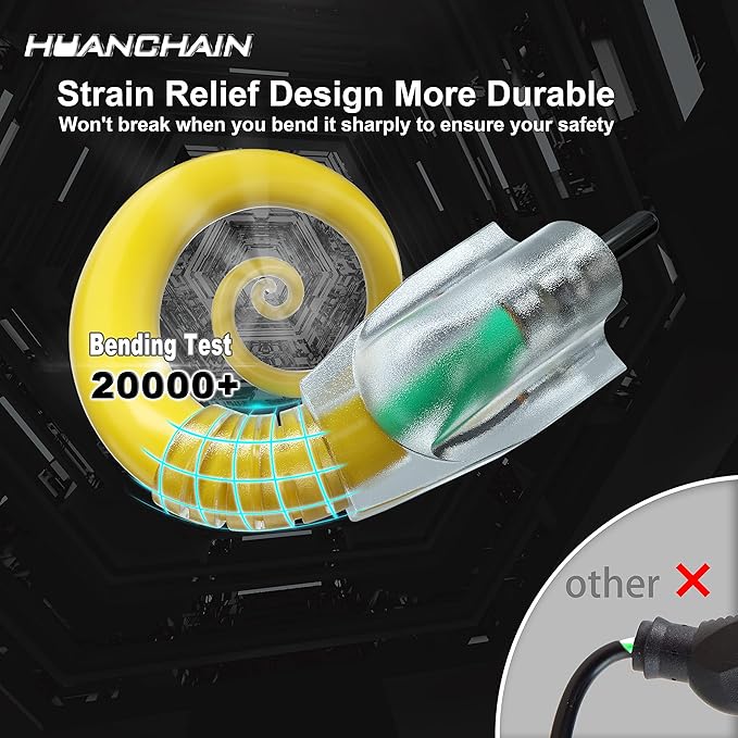 HUANCHAIN 50 ft 12/3 Gauge Heavy Duty Outdoor Extension Cord Waterproof with Lighted, Flexible Cold Weather 3 Prong Electric Cord Outside, 15A 1875W 125V 12AWG SJTW, Yellow, ETL Listed