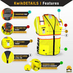 KwikSafety - BIG KAHUNA DIGITAL Safety Vest [LIMITED EDITION] Class 2 ANSI OSHA Reflective Hi Vis Heavy Duty Surveyor Construction Industrial Work Gear/Yellow 4XL