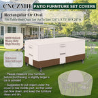 Heavy Duty Patio Furniture Covers Waterproof, 600D Outdoor Furniture Cover Waterproof for Sectional Sofa Couch, Outdoor Dining Table and Chair Set Covers 124''L x 72''W x 28''H, Beige Brown