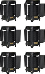Retractable Stanchion, 6 SPECIALTY Posts + Signframe, 36" Ht, 78" Special Event & Holiday Theme Belt + Bonus Replacement Cassettes + Wall Receiver (WHT Post/Checker Belt)