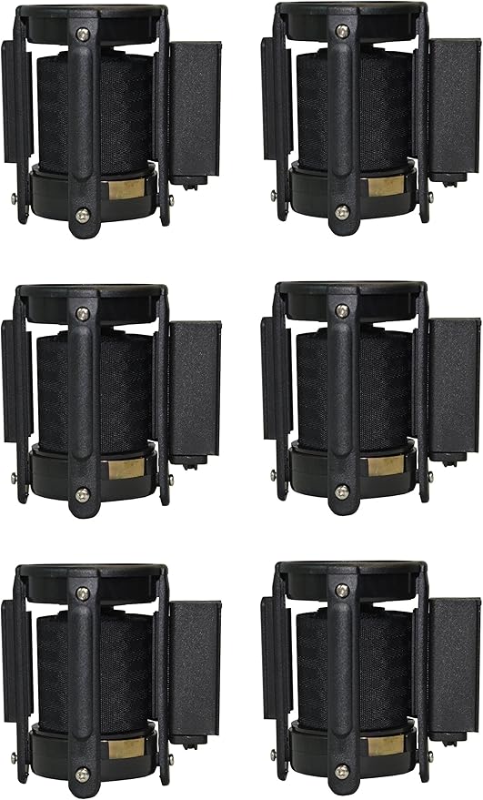 Retractable Stanchion, 6 SPECIALTY Posts + Signframe, 36" Ht, 78" Special Event & Holiday Theme Belt + Bonus Replacement Cassettes + Wall Receiver (YEL Post/Blk&Yel Belt)