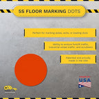 Mighty Line 5.7" Solid Dot Shaped Floor Marking Tape for Safety, Caution, Warning, Heavy-Duty, Peel and Stick, Adhesive Circle Spots, Industrial Quality, Orange, Pack of 100