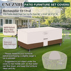Heavy Duty Patio Furniture Covers Waterproof, 600D Outdoor Furniture Cover Waterproof for Sectional Sofa Couch, Outdoor Dining Table and Chair Set Covers 96''L x 64''W x 32''H, Beige Brown