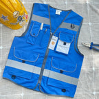TCCFCCT Reflective Safety Vest 9 Pockets High Visibility Vest for Men Women, Hi Vis Reflective Work Vest for Safety, Meets ANSI/ISEA Standards, (Blue, XX-Large)