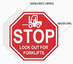 "Stop Look Out for Forklifts" - Laminated Vinyl Floor Sign by Graphical Warehouse - 5S Safety and Security Signage, Visual Communication Tool (26")