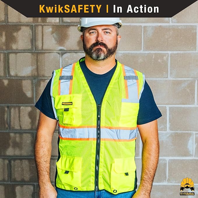 KwikSafety - Charlotte, NC - BIG KAHUNA Safety Vest [2 PACK] Class 2 ANSI OSHA Reflective Vest Durable High Visibility Vest Construction Safety Vest for Men Industrial Work Gear/Orange 2XL