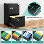 SISESOL 2 Drawer File Cabinet with Lock and Tag,Narrow Two Drawer Filing Cabinet,Vertical Metal File Cabinets,Small Filing Cabinets for Home Office Fit Letter/A4/Legal Size File,Easy Assembly