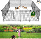10 Panels No Dig Garden Fence with Gate, 34in(H) × 22.5ft(L) Decorative Metal Outdoor Dog Fence, Rustproof Pet Fencing for Yard, Patio, Flower Bed -Temporary Fencing| Easy to Install
