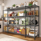 REIBII 78.4''W Wire Shelving Storage Shelves Unit Load 1500LBS,4 Tier Metal Shelving with Adjustable Metal Shelf Wire Rack for Pantry Shelves Commercial Shelving Kitchen Garage 78.4''Wx11.8''Dx59''H