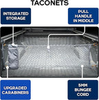 Envelope Cargo Net for GMC Sierra & Chevy Silverado - Fits 2013-2025 - Upgraded 5mm Bungee - Integrated Storage Bag - Heavy Duty Carabiners - Designed in USA - 18" x 50"