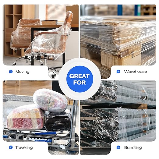IDL Packaging 5" Stretch Wrap Mini Roll, 700 feet, 120 Gauge (Pack of 2) with a Plastic Handle Included – Industrial Grade Clear Plastic Wrap – Improved Protection for Packing, Moving, or Office