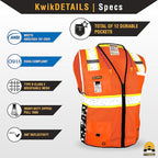 KwikSafety - BIG KAHUNA DIGITAL Safety Vest [LIMITED EDITION] Class 2 ANSI OSHA Reflective Vest Durable High Visibility Vest Construction Safety Vest for Men Industrial Work Gear/Orange Small