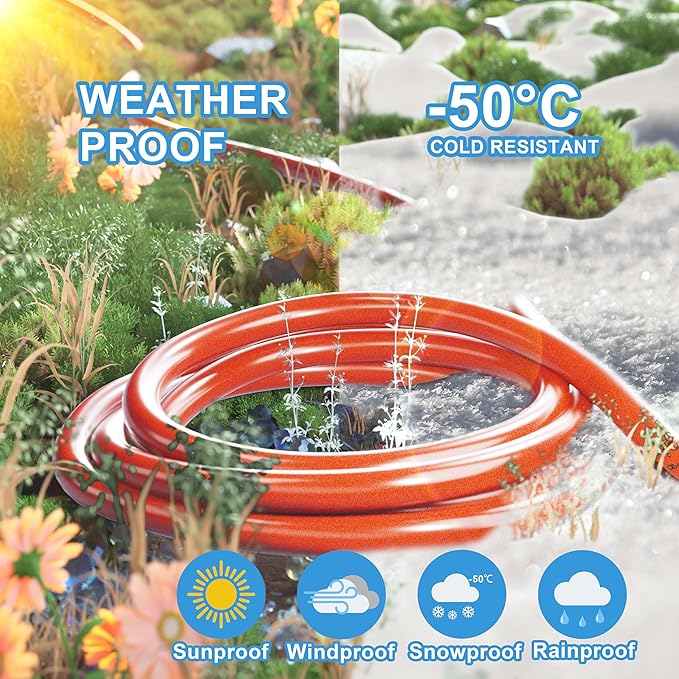 HUANCHAIN 12/3 Gauge Heavy Duty Outdoor Extension Cord 100 ft Waterproof with Lighted end, Flexible Cold-Resistant 3 Prong Electric Cord Outside, 15Amp 1875W 12AWG SJTW, Orange, ETL