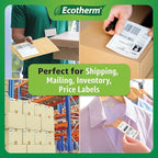 1.25" x 1" Thermal Labels | 4 Rolls | 5520 Labels | fits Zebra, Godex, Arkscan, iDPRT, Offnova Thermal Label Printers and More | Blank White Adhesive Stickers by Ecotherm