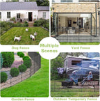 5 Panels No Dig Garden Fence Animal Barrier, 44in(H) × 11.8ft(L) Decorative Metal Outdoor Dog Fence, Rustproof Pet Fencing for Yard, Patio, Flower Bed -Temporary Fencing| Easy to Install