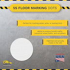 Mighty Line 5.7" Solid Dot Shaped Floor Marking Tape for Safety, Caution, Warning, Heavy-Duty, Peel and Stick, Adhesive Circle Spots, Industrial Quality, White, Pack of 100