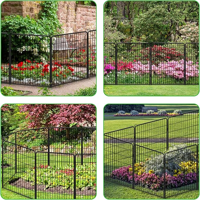 No Dig Decorative Garden Fence with Gate Rustproof Metal Fence Panels, 40in(H) x 75Ft(L) Garden Fencing for Yard 28 Panels Animal Barrier Fence for Dogs, Rabbit, Patio