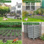 10 Panels No Dig Decorative Garden Fence with Gate - 40 in (H) x 23.6 ft (L), Dog Fence Outdoor for Yard, Rustproof Metal Animal Barrier Ground Stakes Fencing for Garden, Patio, Flower Bed