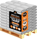Heavy Duty Poly Tarp 30' x 30' - Bulk Full Pallet (48 Pack) Thick Waterproof, UV Blocking Protective Cover - Reversible Silver & Black - 10 Mil Thick Polyethylene - by Xpose Safety