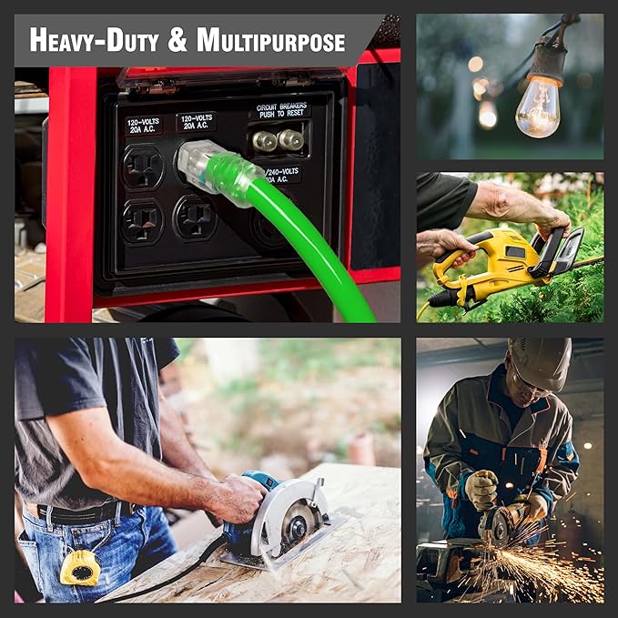 25 ft Outdoor Extension Cord Waterproof - 14 Gauge Heavy Duty Extension Cord 25 ft - Lighted Outdoor Extension Cords with Multiple Outlets - Watts Wire - 25' Grounded - extensiones electricas