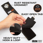 Iron Forge Cable Extension Cord Wrap Organizer, 15 Piece Multi-Pack - 3 Pieces of Small, Medium, Large, XL and XXXL Hook and Loop Wraps Up to 50 lbs