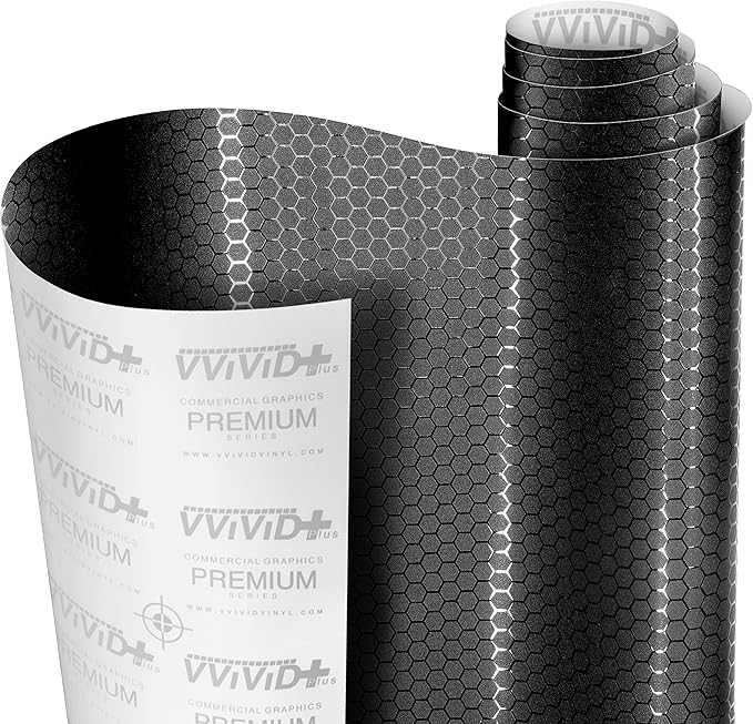 VViViD+ Honeycomb Matte Black Medium Pattern Car Wrap Vinyl (6ft x 5ft)
