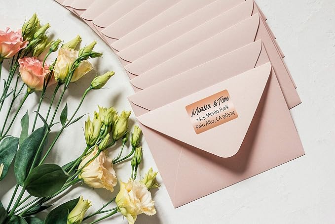 Royal Green Metallic Labels Stickers 4 inch x 2 inch Rectangle Label in Rose Gold (100mm x 50mm) 150 Pack