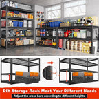 REIBII 78" H Garage Shelving, 5 Tier Storage Shelves Heavy Duty, 3000LBS Industrial Shelf, Adjustable Metal Shelving for Garage, Warehouse, School, Commercial, Business, 55.2" W x 78" H x 26" D