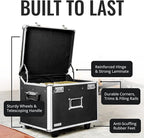Vaultz Portable File Storage Box with Handle - 14.5" x 17.5" x 15.5" Letter/Legal Size Mobile Lock Box - Double Combination Locking Cabinet - Black