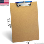 Officemate Wood Clipboard, Letter Size, Low Profile Clip with Pen Holder, 6 Pack (83826)
