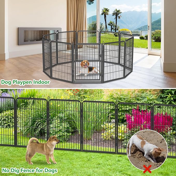 Decorative Garden Fence with Extra Wide Gate Garden Fencing for Yard, 32 in(H) x 22 ft(L) Metal Flower Bed Fencing Temporary Fence for Dogs Outside Dog Fencing for Garden Beds