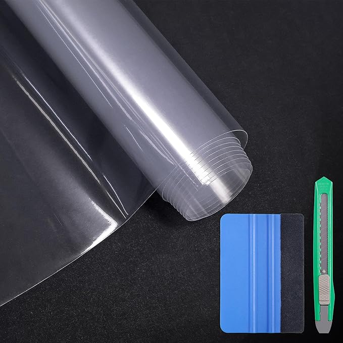 Lypumso Clear Vinyl Wrap Tape, Car Door Edge Guard Door Sill Protector, Transparent Paint Protection Film for Most Cars Rearview Mirror Handle Bumper Window Stair (Clear, 1ft x 10ft)